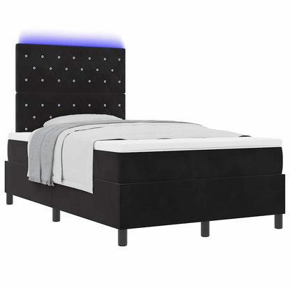 Letto a Sorgente LED con materasso Nero 120 x 200 cm Tessuto