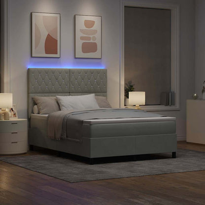 Letto a Sorgente LED Grigio chiaro 140 x 190 cm Velluto | homemem39