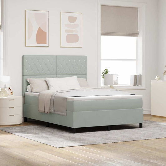 Letto a Sorgente LED Grigio chiaro 140 x 190 cm Velluto | homemem39