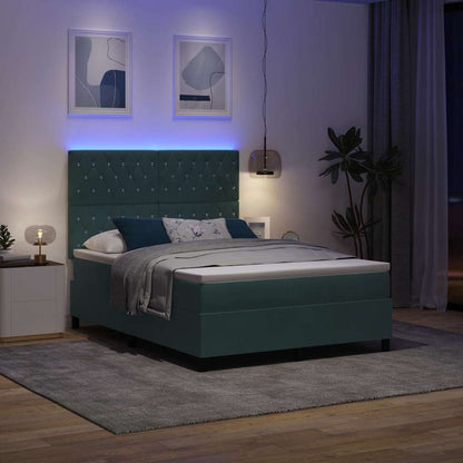 Letto a Sorgente LED Verde Scuro 140 x 190 cm Velluto | homemem39