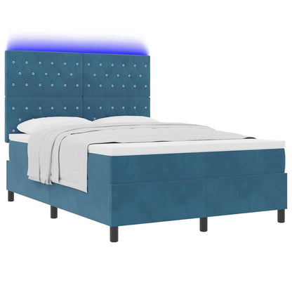 Letto a Sorgente LED Blu Scuro 140 x 190 cm Velluto | homemem39