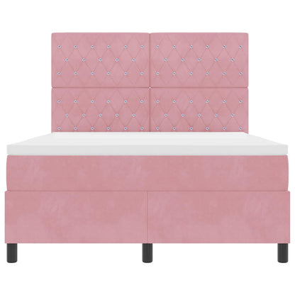 Letto a Sorgente LED con materasso Rosa 140 x 190 cm Velluto | homemem39