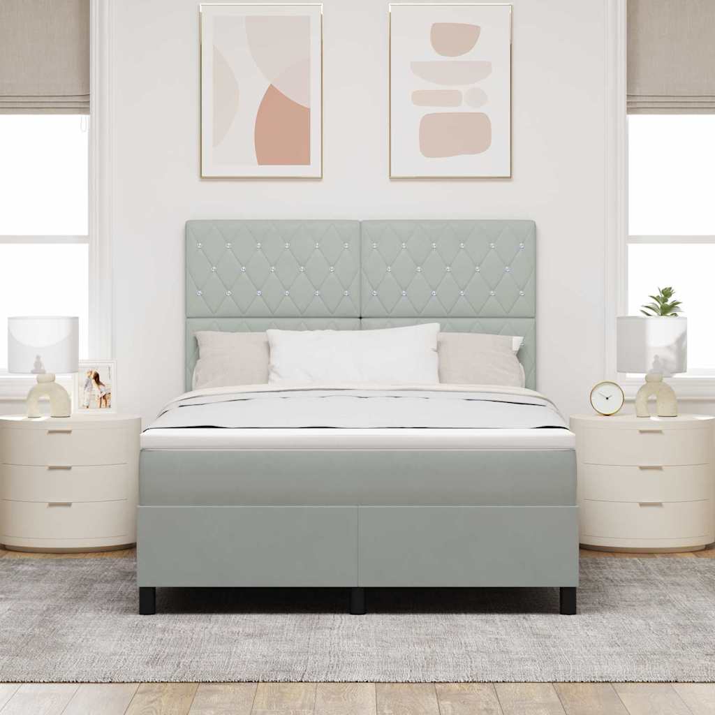 Letto a Sorgente LED Grigio chiaro 140 x 200 cm Velluto | homemem39