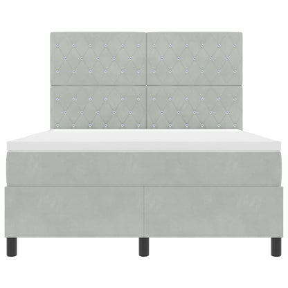 Letto a Sorgente LED Grigio chiaro 140 x 200 cm Velluto | homemem39
