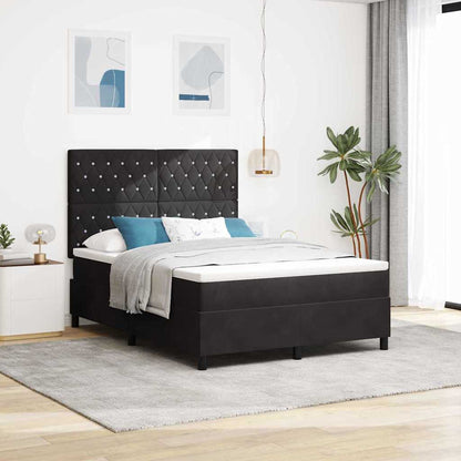 Letto a Sorgente LED con materasso Nero 140 x 200 cm Velluto