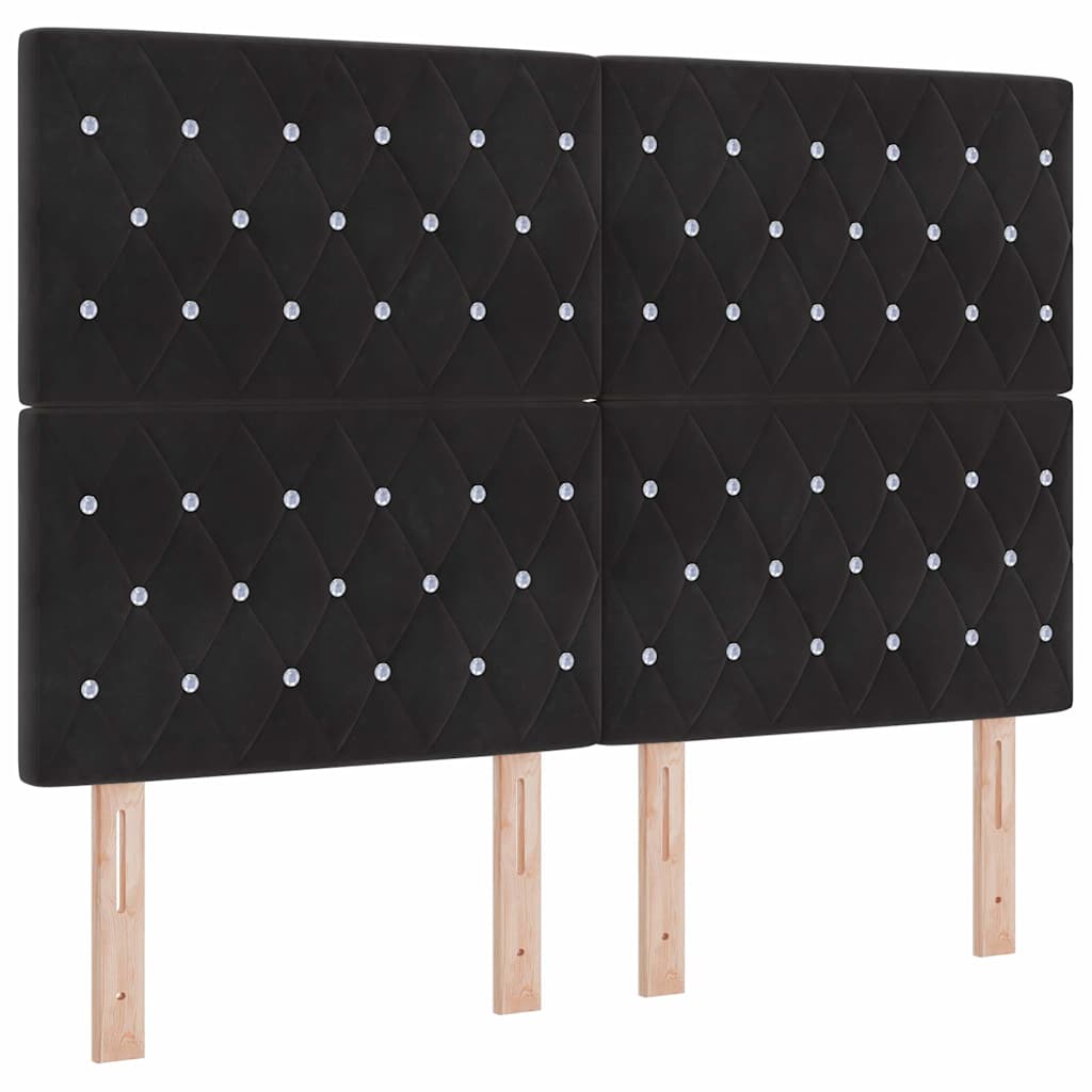Letto a Sorgente LED con materasso Nero 140 x 200 cm Velluto | homemem39
