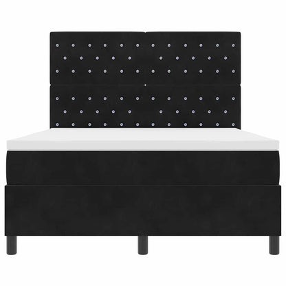 Letto a Sorgente LED con materasso Nero 140 x 200 cm Velluto | homemem39