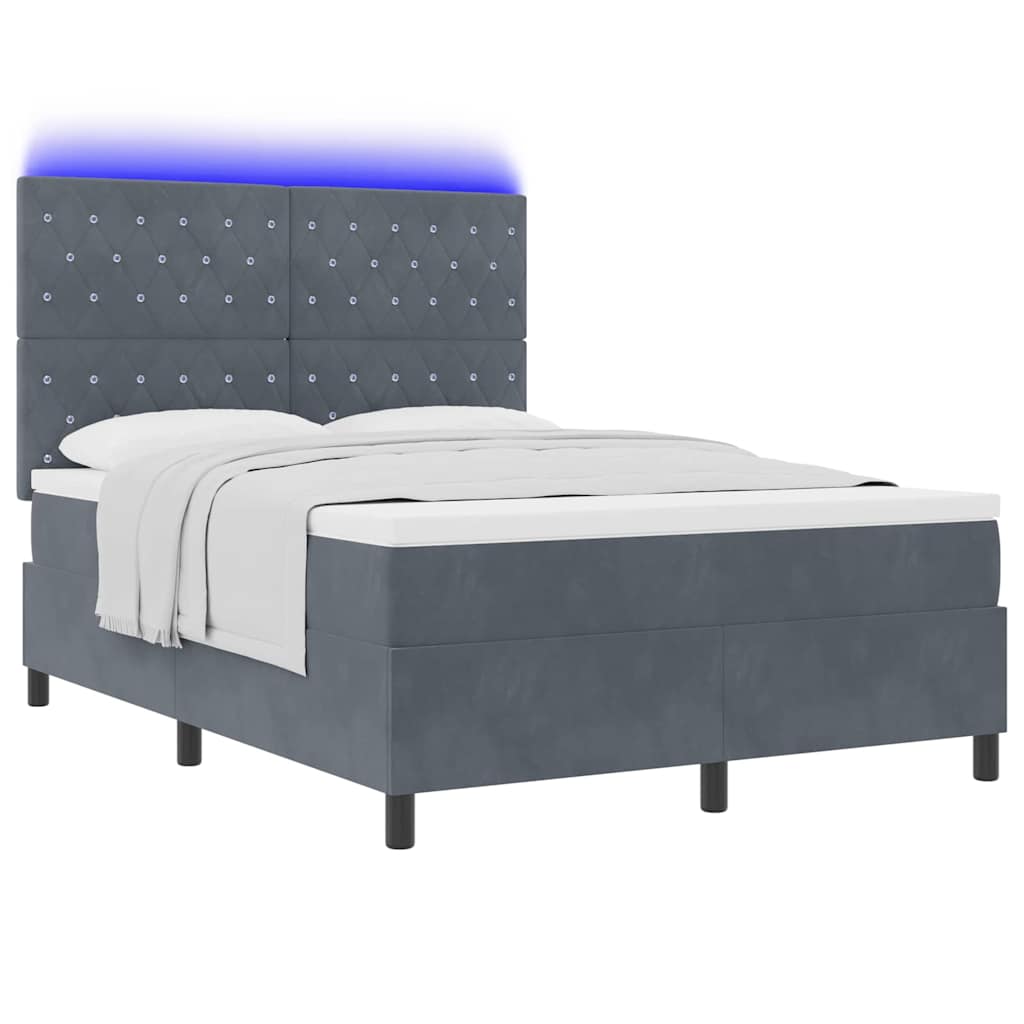 Letto a Sorgente LED Grigio scuro 160 x 200 cm Velluto | homemem39