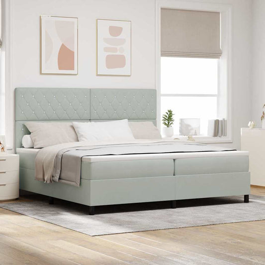 Letto a Sorgente LED Grigio chiaro 200 x 200 cm Velluto | homemem39