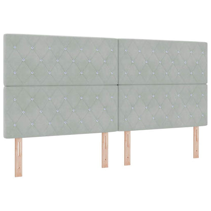 Letto a Sorgente LED Grigio chiaro 200 x 200 cm Velluto | homemem39