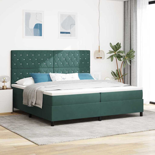 Letto a Sorgente LED Verde Scuro 200 x 200 cm Velluto | homemem39