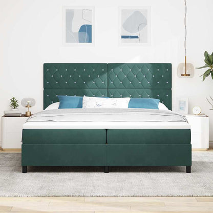 Letto a Sorgente LED Verde Scuro 200 x 200 cm Velluto | homemem39