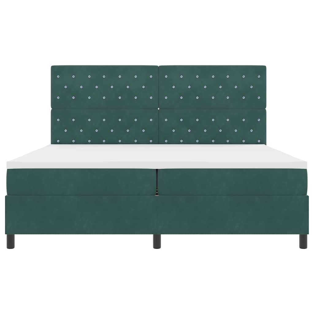 Letto a Sorgente LED Verde Scuro 200 x 200 cm Velluto | homemem39