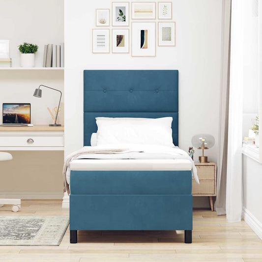 Letto a Sorgente LED con testiera Blu Scuro 80 x 200 cm Velluto | homemem39