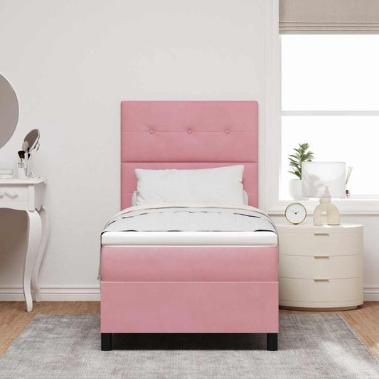 Letto a Sorgente LED con testiera Rosa 80 x 200 cm Velluto | homemem39