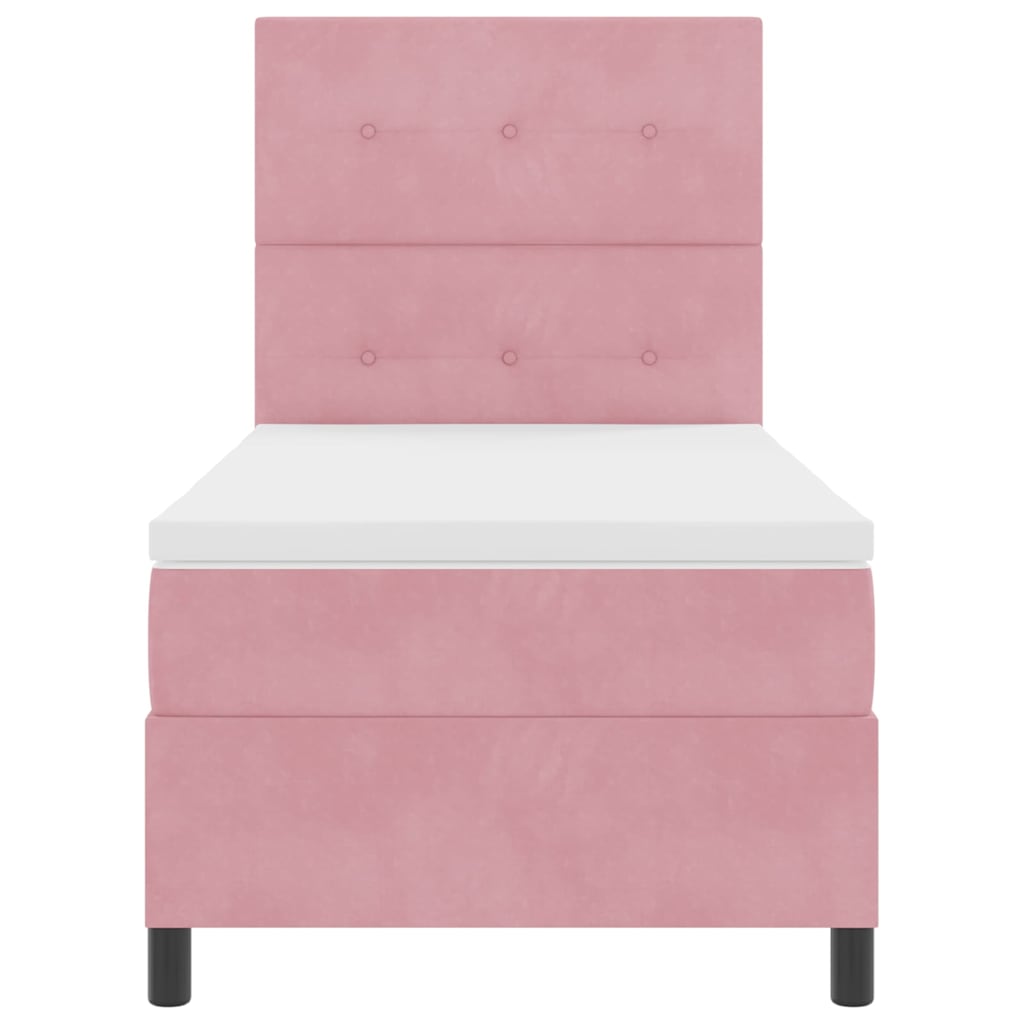Letto a Sorgente LED con testiera Rosa 80 x 200 cm Velluto | homemem39