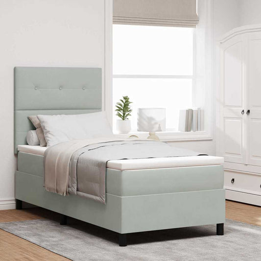 Letto a Sorgente LED Grigio chiaro 90 x 190 cm Velluto | homemem39