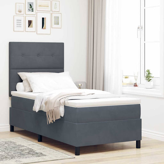 Letto a Sorgente LED Grigio scuro 90 x 190 cm Velluto | homemem39