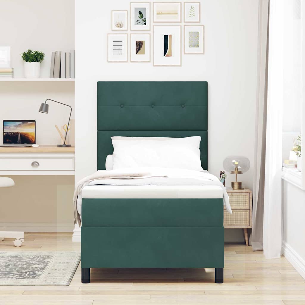 Letto a Sorgente LED Verde Scuro 90 x 190 cm Velluto | homemem39