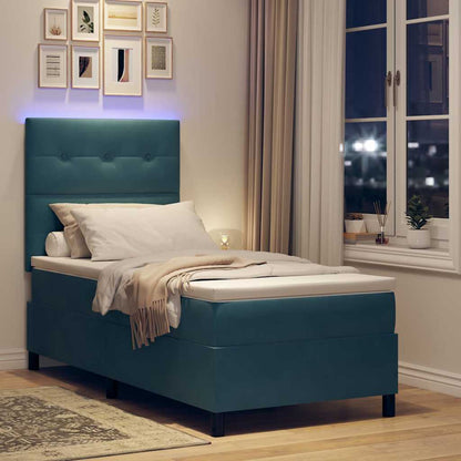 Letto a Sorgente LED con testiera Blu Scuro 90 x 190 cm Velluto | homemem39