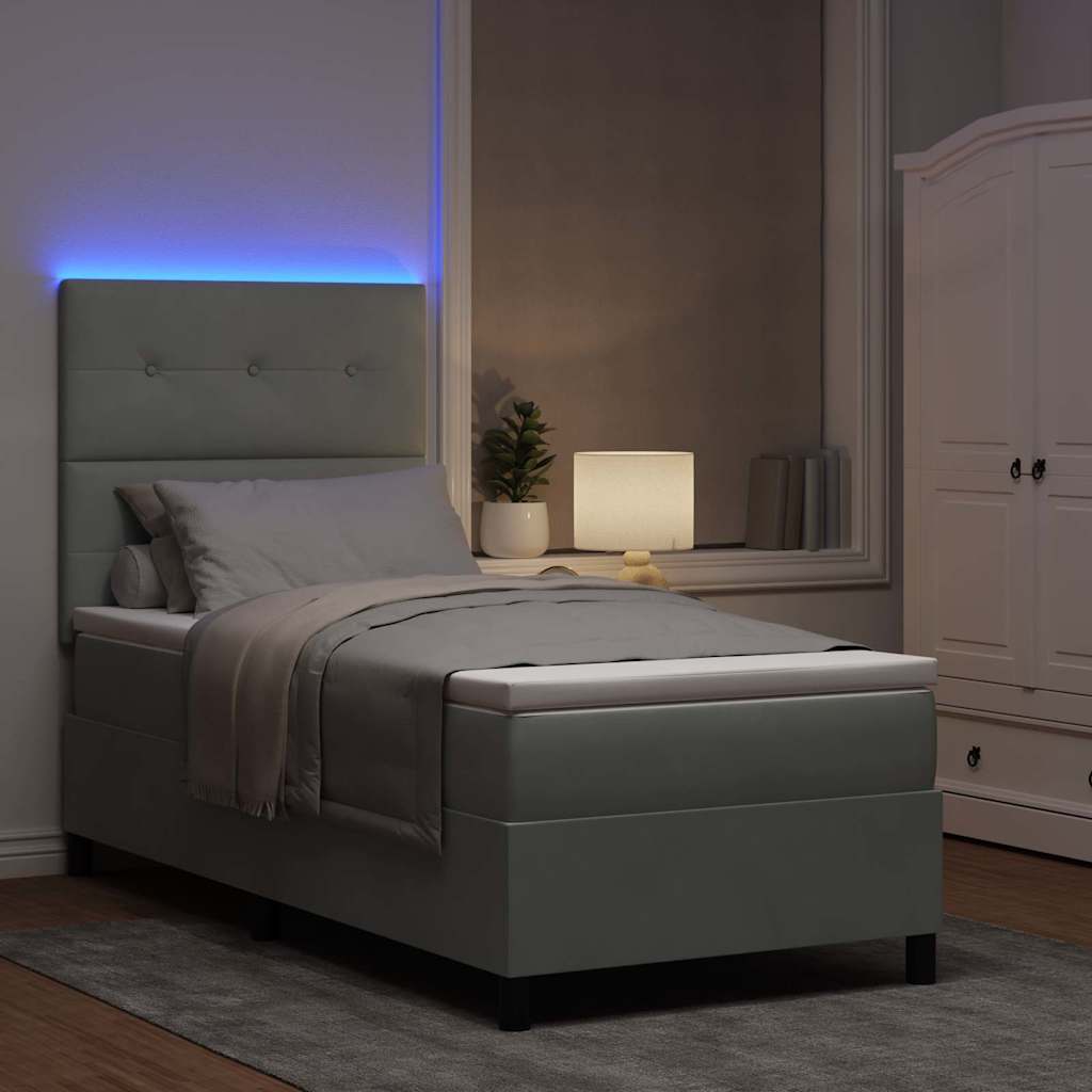 Letto a Sorgente LED Grigio chiaro 90 x 200 cm Velluto | homemem39