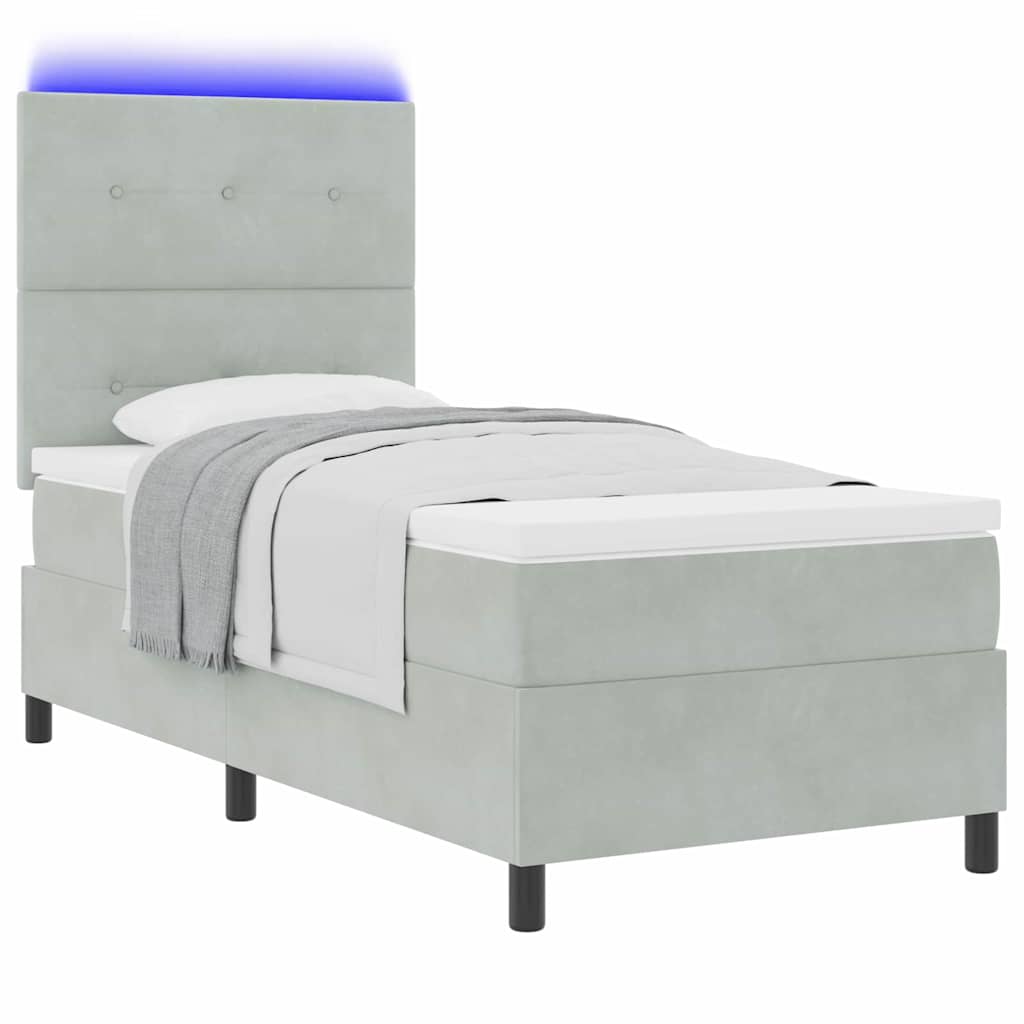 Letto a Sorgente LED Grigio chiaro 90 x 200 cm Velluto | homemem39