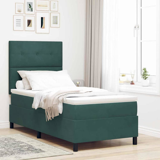 Letto a Sorgente LED Verde Scuro 90 x 200 cm Velluto | homemem39