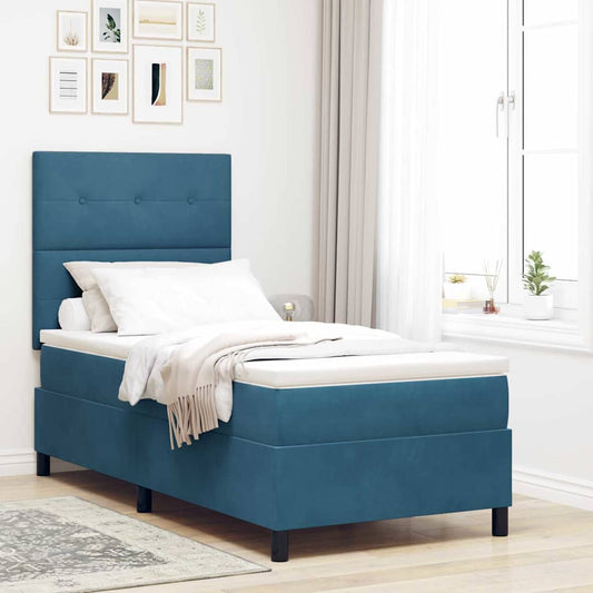 Letto a Sorgente LED con testiera Blu Scuro 90 x 200 cm Velluto | homemem39