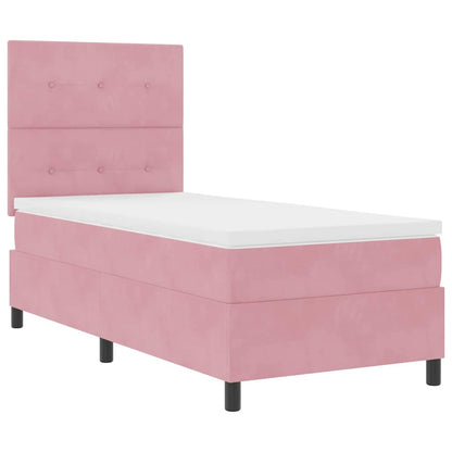 Letto a Sorgente LED con testiera Rosa 90 x 200 cm Velluto | homemem39
