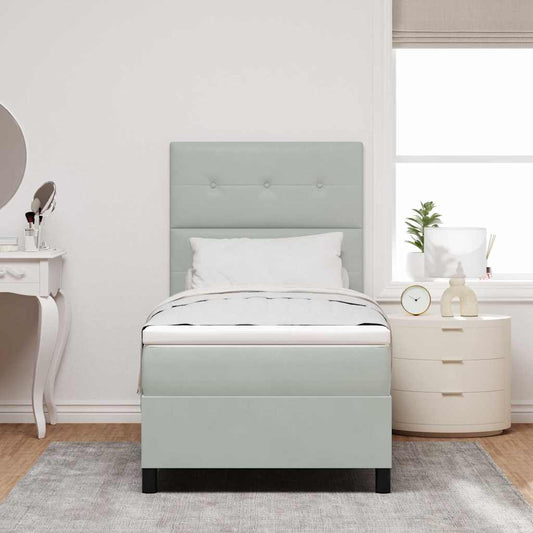 Letto a molle con materasso Grigio chiaro 100 x 200 cm Velluto