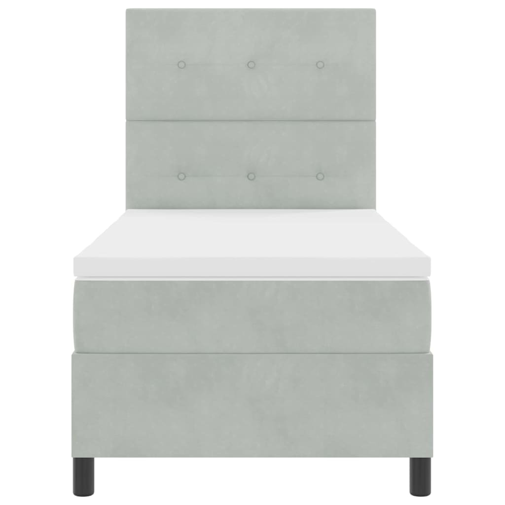 Letto a molle con materasso Grigio chiaro 100 x 200 cm Velluto