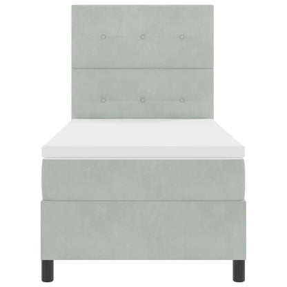 Letto a molle con materasso Grigio chiaro 100 x 200 cm Velluto