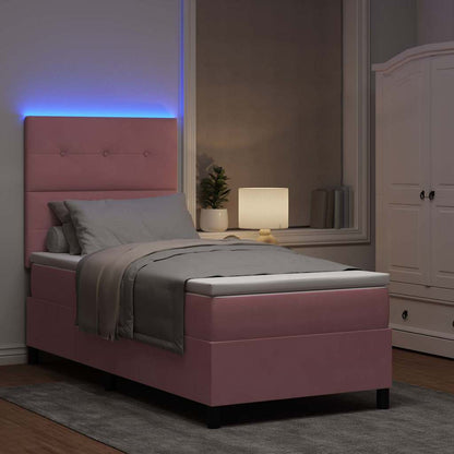 Letto a Sorgente LED con testiera Rosa 100 x 200 cm Velluto | homemem39