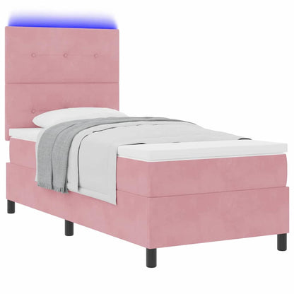 Letto a Sorgente LED con testiera Rosa 100 x 200 cm Velluto | homemem39