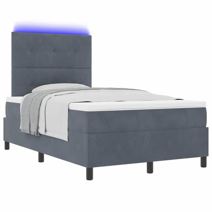 Letto a Sorgente LED Grigio scuro 120 x 190 cm Velluto | homemem39