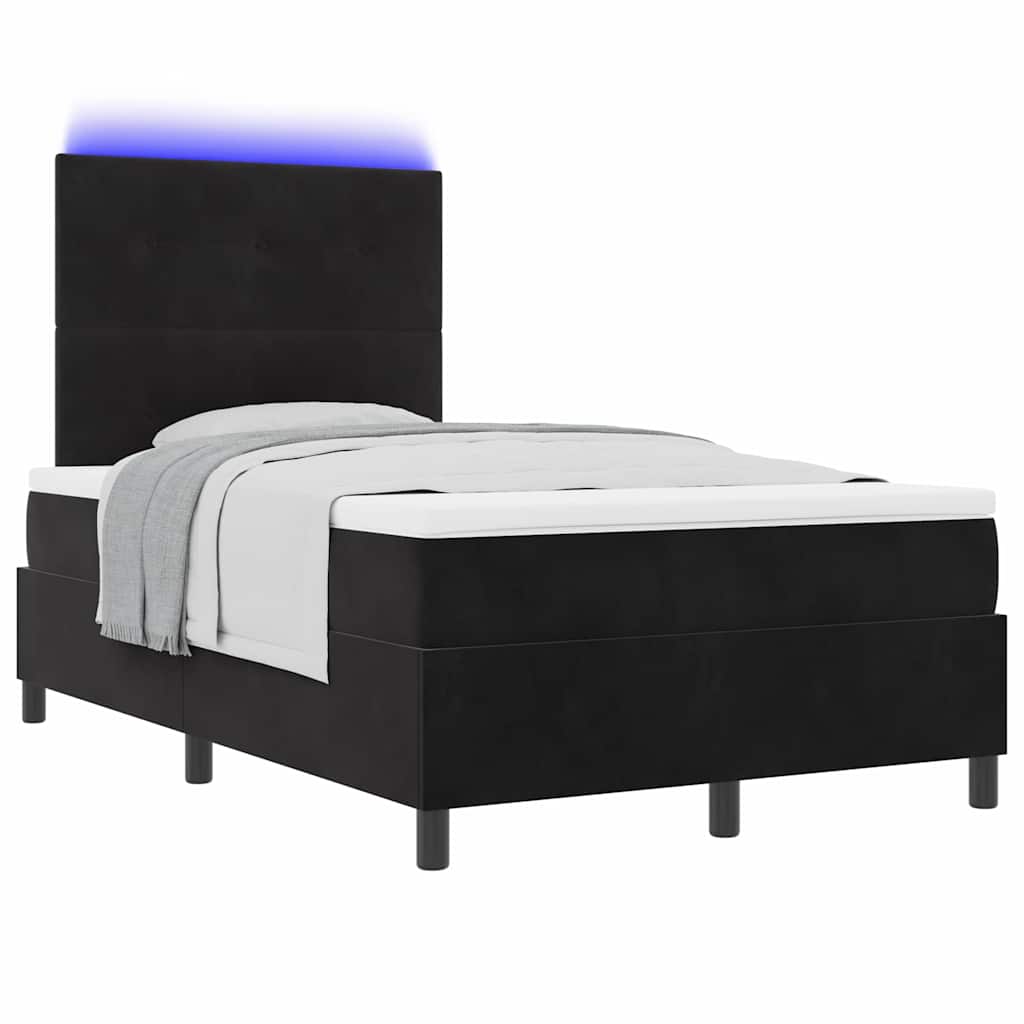 Letto a Sorgente LED con testiera Nero 120 x 190 cm Velluto | homemem39