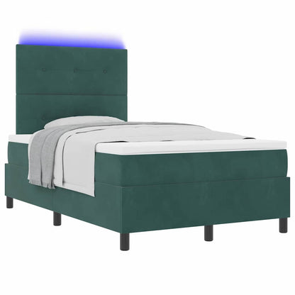 Letto a Sorgente LED Verde Scuro 120 x 190 cm Velluto | homemem39