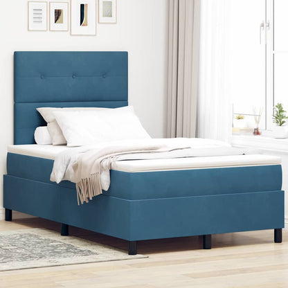 Letto a Sorgente LED Blu Scuro 120 x 190 cm Velluto | homemem39