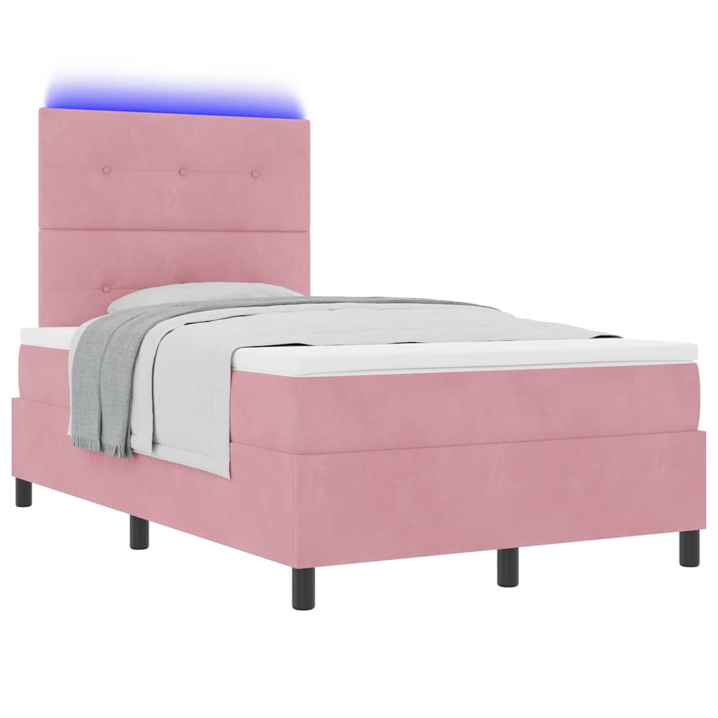 Letto a Sorgente LED con testiera Rosa 120 x 190 cm Velluto | homemem39