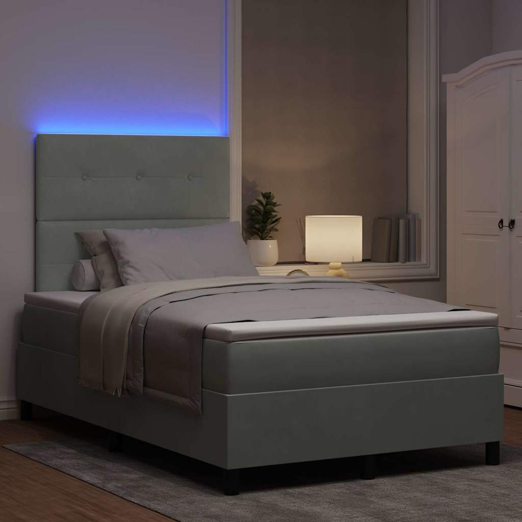 Letto a Sorgente LED Grigio chiaro 120 x 200 cm Velluto | homemem39