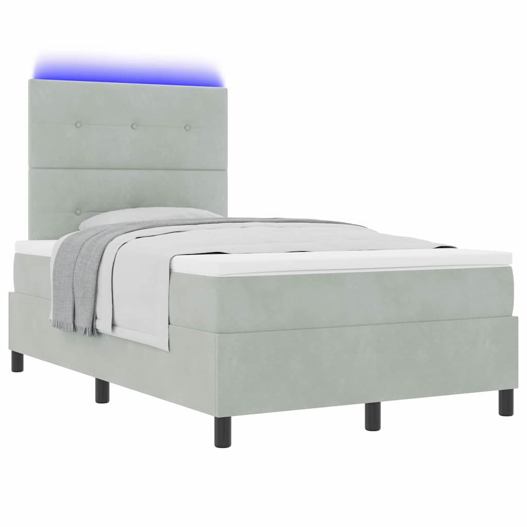 Letto a Sorgente LED Grigio chiaro 120 x 200 cm Velluto | homemem39