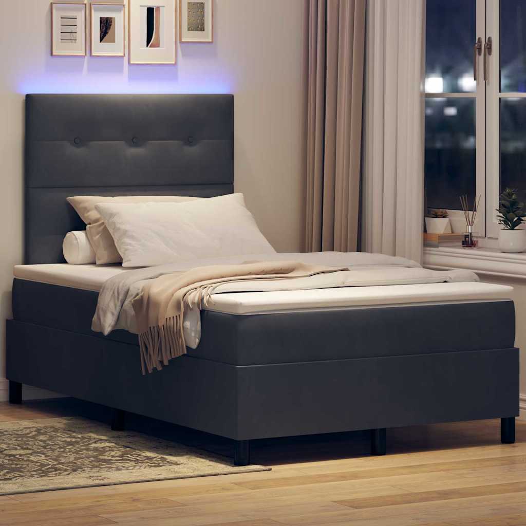 Letto a Sorgente LED Grigio scuro 120 x 200 cm Velluto | homemem39