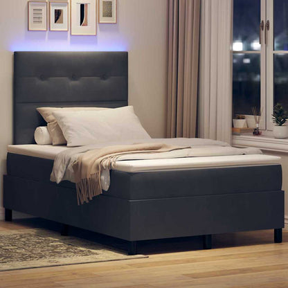 Letto a Sorgente LED Grigio scuro 120 x 200 cm Velluto | homemem39