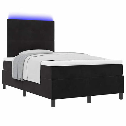 Letto a Sorgente LED con testiera Nero 120 x 200 cm Velluto | homemem39