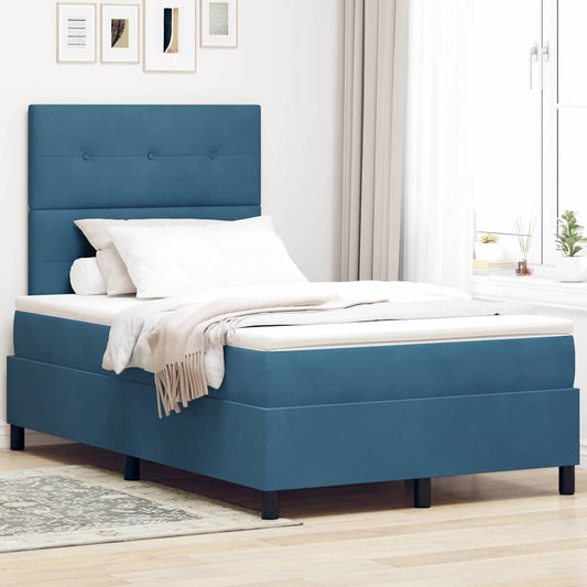 Letto a Sorgente LED Blu Scuro 120 x 200 cm Velluto | homemem39