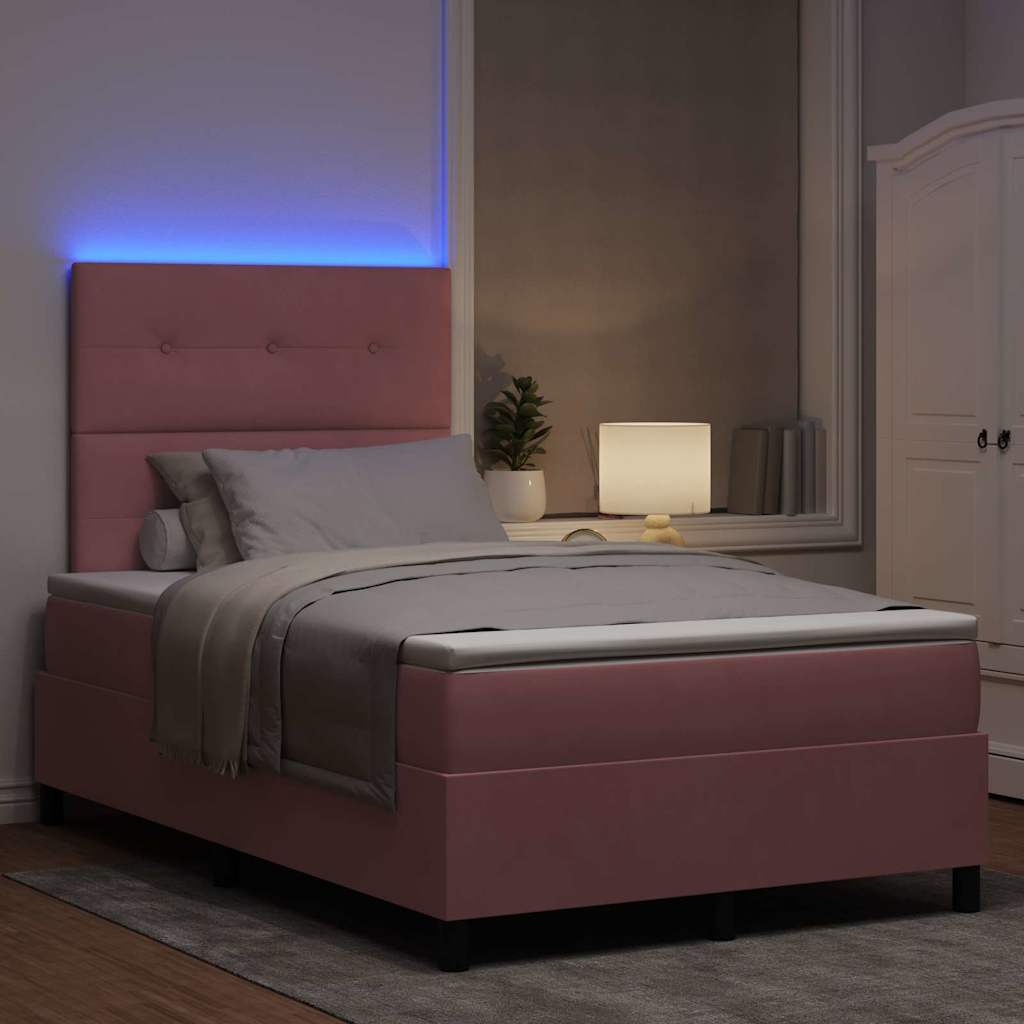 Letto a Sorgente LED con testiera Rosa 120 x 200 cm Velluto | homemem39