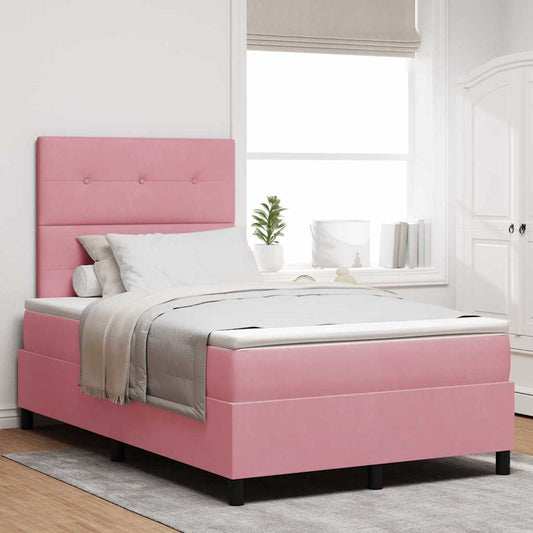 Letto a Sorgente LED con testiera Rosa 120 x 200 cm Velluto | homemem39
