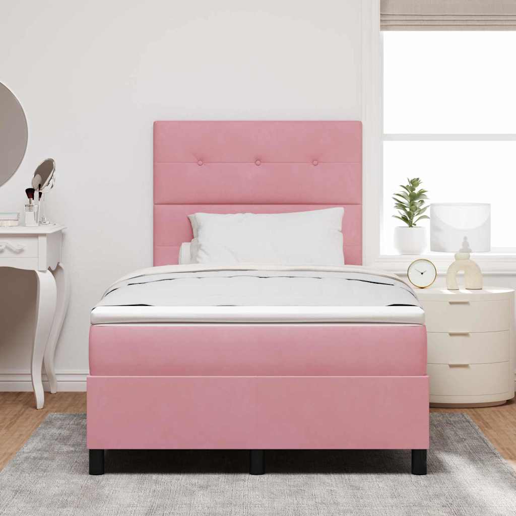 Letto a Sorgente LED con testiera Rosa 120 x 200 cm Velluto | homemem39