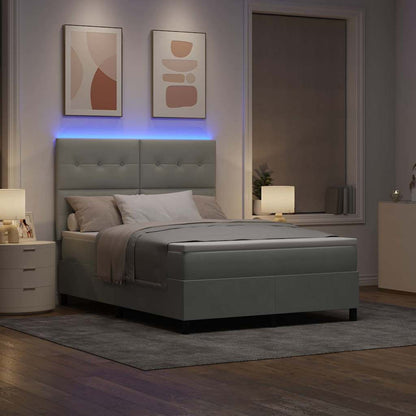 Letto a Sorgente LED Grigio chiaro 140 x 200 cm Velluto | homemem39