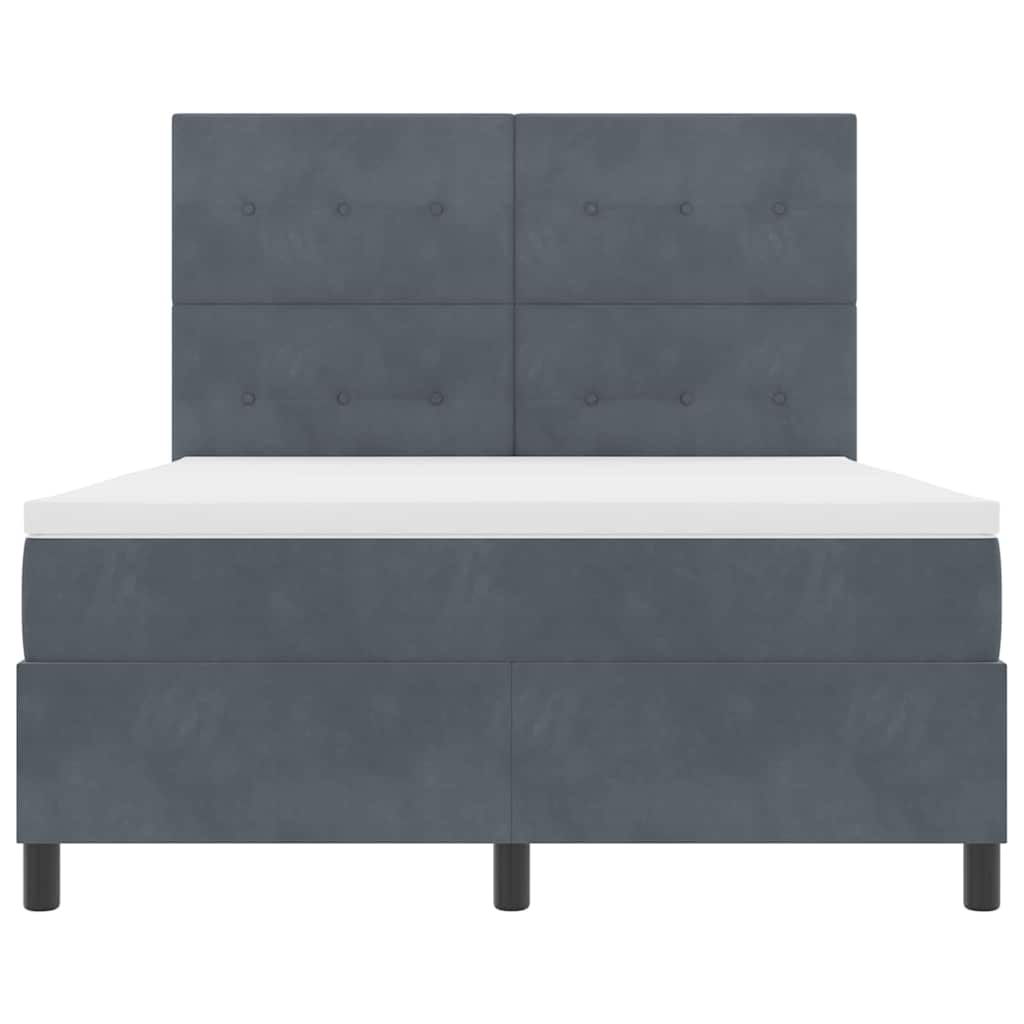 Letto a Sorgente LED Grigio scuro 140 x 200 cm Velluto | homemem39
